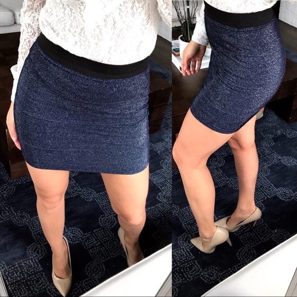 Max Rave Dresses & Skirts - Dark Blue Shimmer Mini Pencil Skirt! 💎